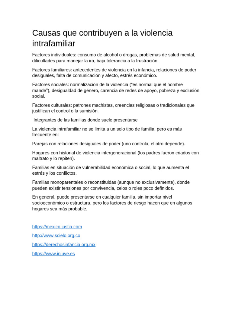Causas de la violencia intrafamiliar | PDF