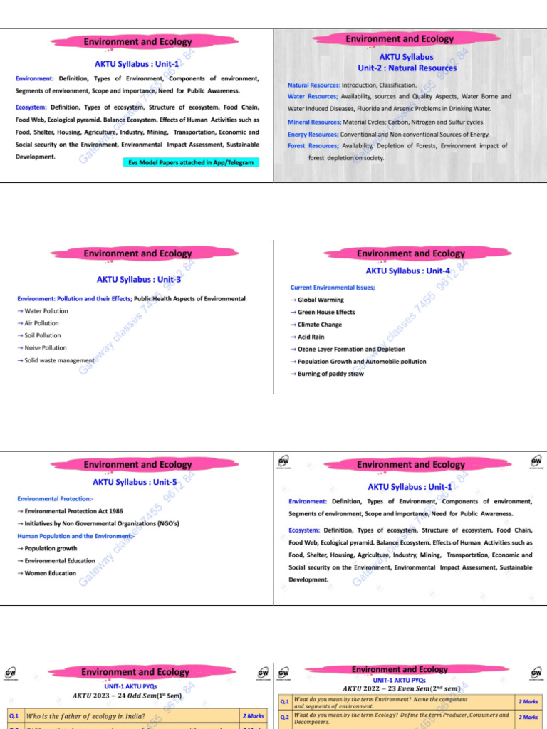 Eviroment Unit 1 Notes | PDF