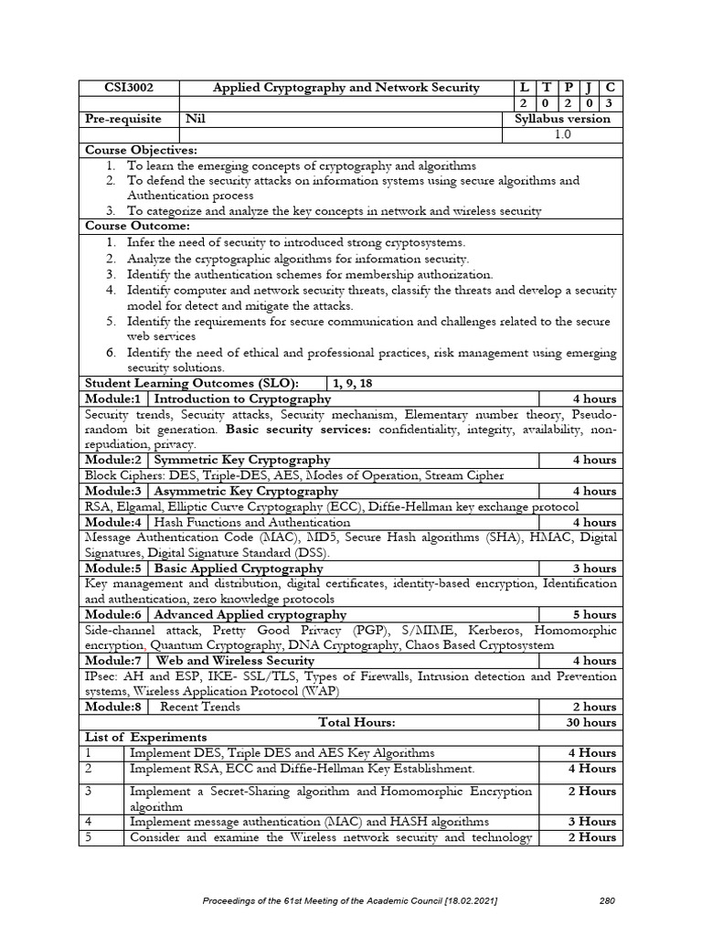 Applied Cryptography Course Overview | PDF | Cryptography | Military ...
