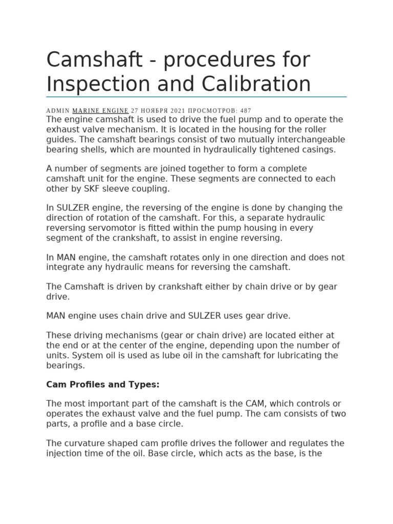 Engine Camshaft Inspection | PDF | Rotating Machines | Engine Technology