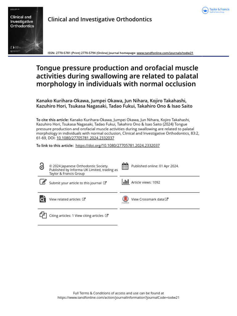 Tongue Pressure and Palatal Morphology | PDF | Orthodontics | Dentistry