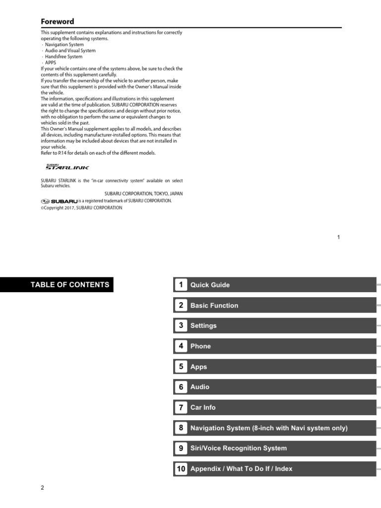 Subaru Vehicle System Operation Guide | PDF | Smartphone | Android ...
