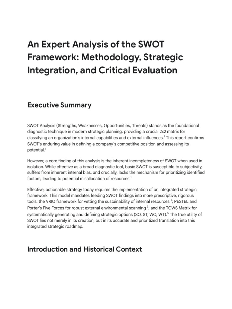 Expert SWOT Analysis Methodology | PDF | Swot Analysis | Strategic Planning