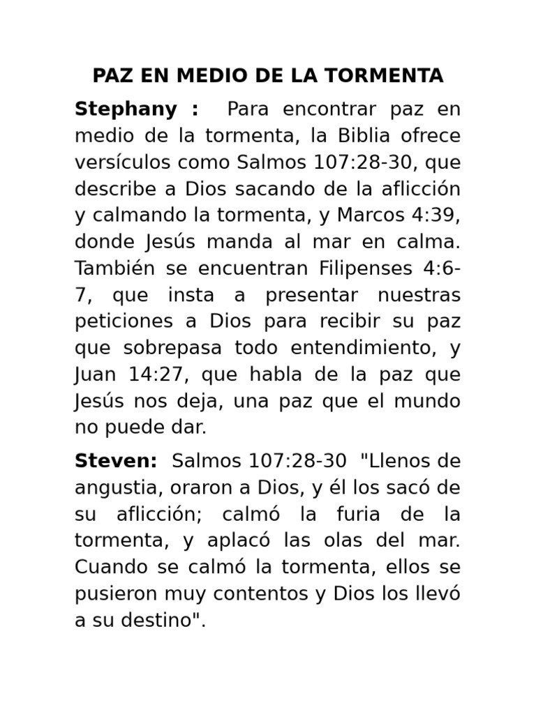 Paz en Medio de La Tormenta | PDF