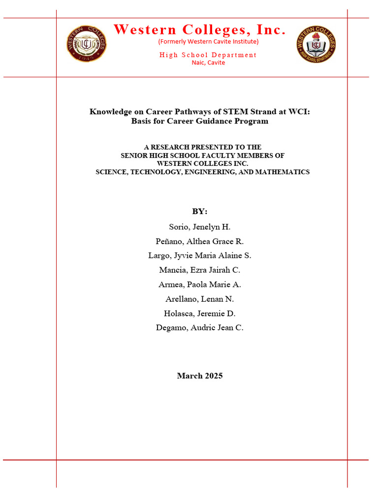 STEM Career Pathways Awareness Study | PDF | Science, Technology ...