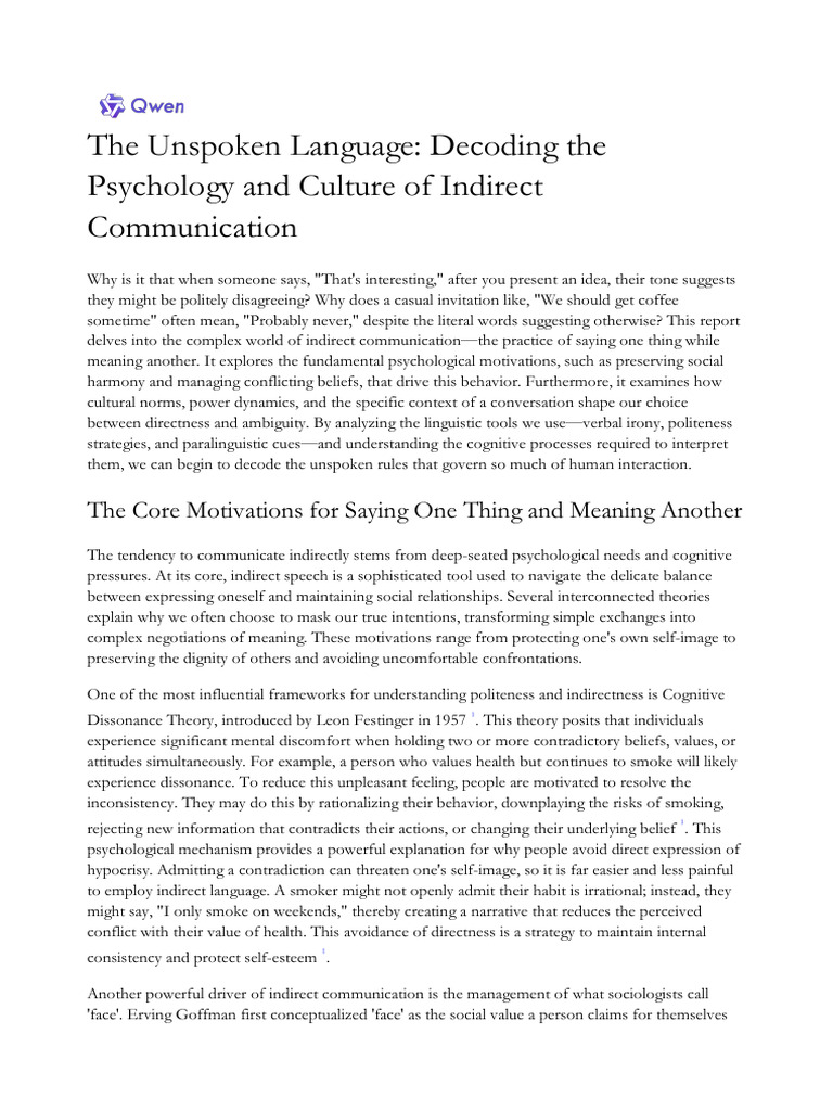 Indirect Communication: Psychology Unveiled | PDF | Irony | Communication