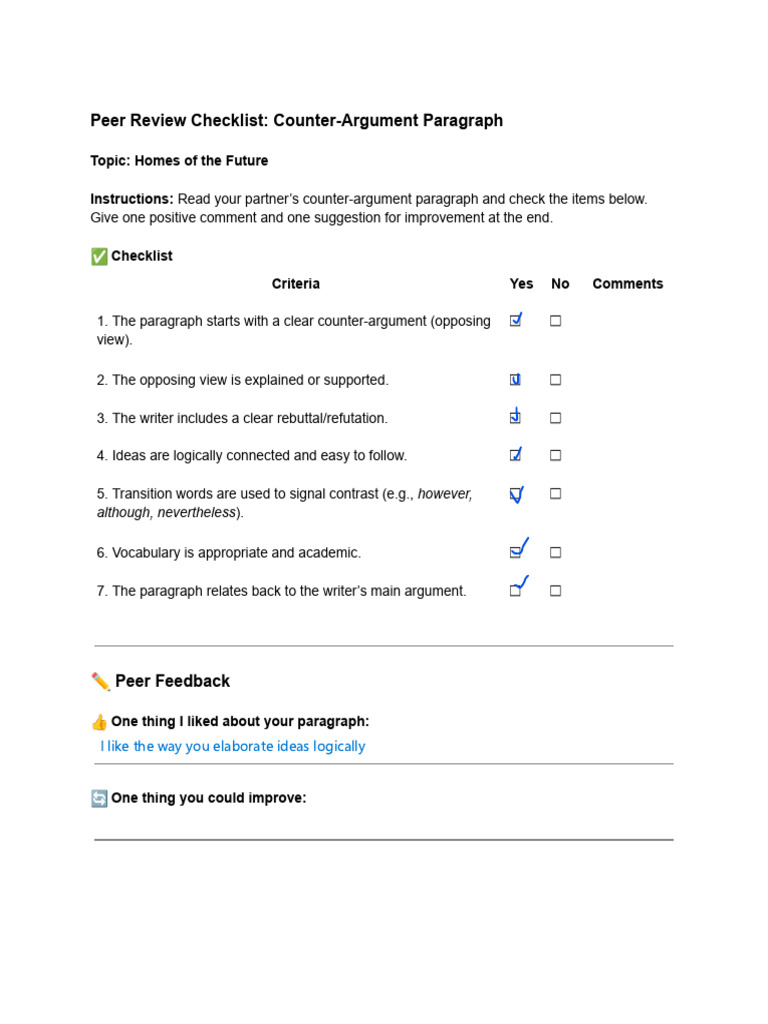3.1.3 5 - Pre-Class Writing Checklist Session 5 | PDF