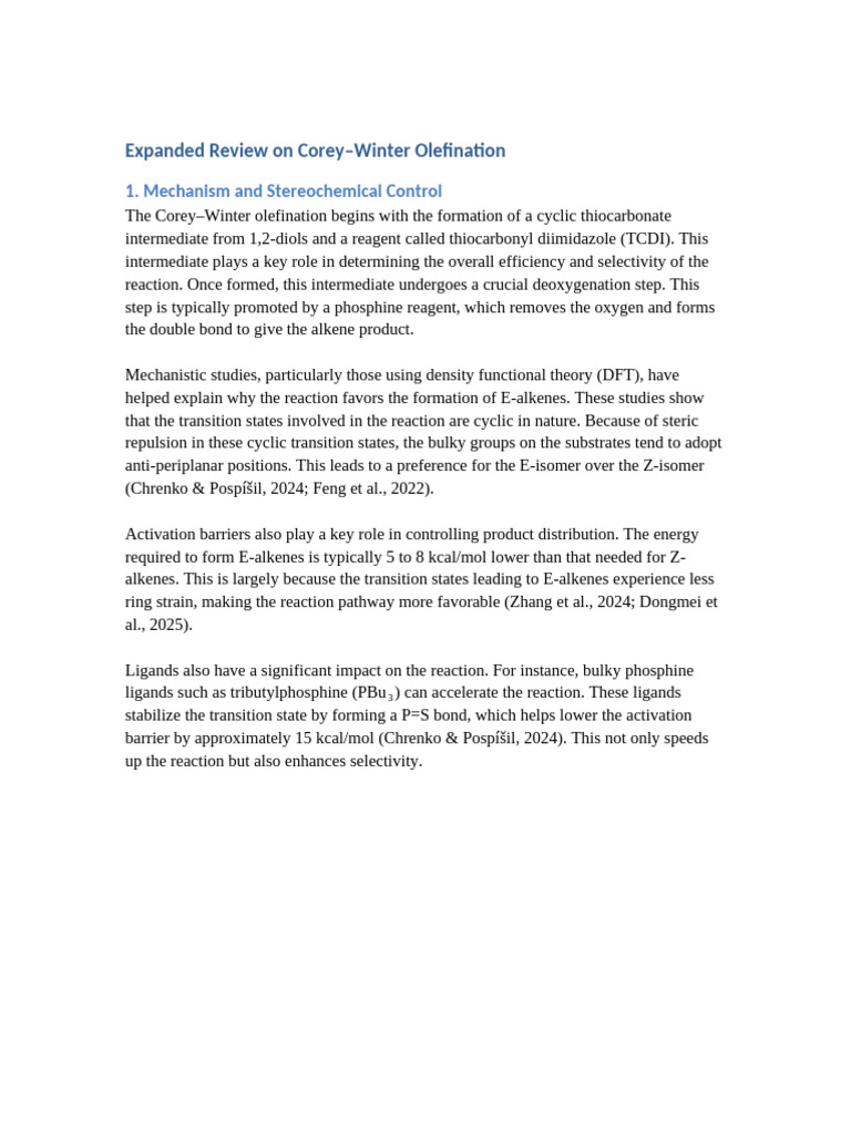 Corey–Winter Olefination Mechanism Insights | PDF