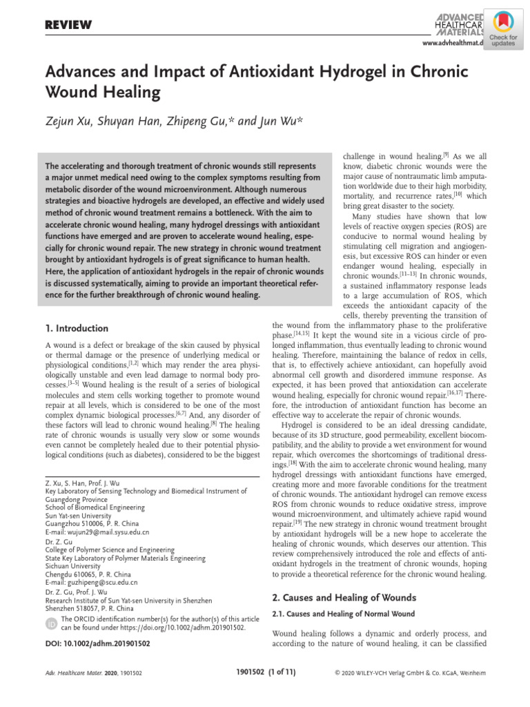 Impact of Antioxidant Hydrogel in Chronic Wound Healing | PDF ...