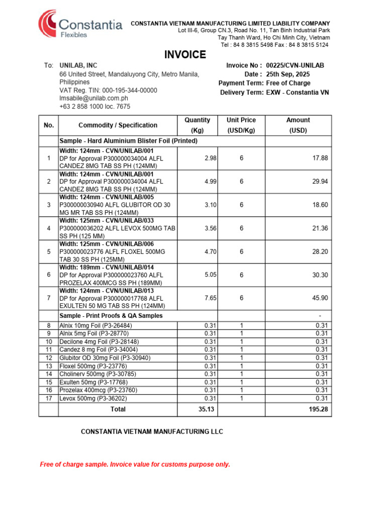 Updated Invoice & Packing List 09302025 | PDF