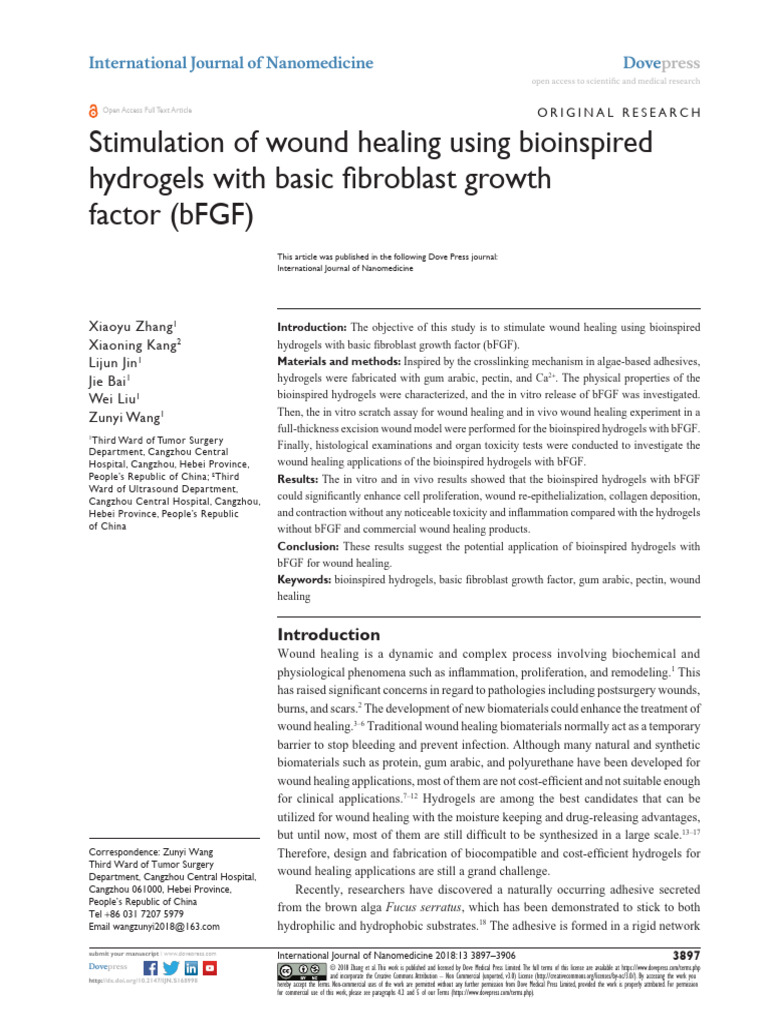 Bioinspired Hydrogels for Wound Healing | PDF | Wound Healing | Healing