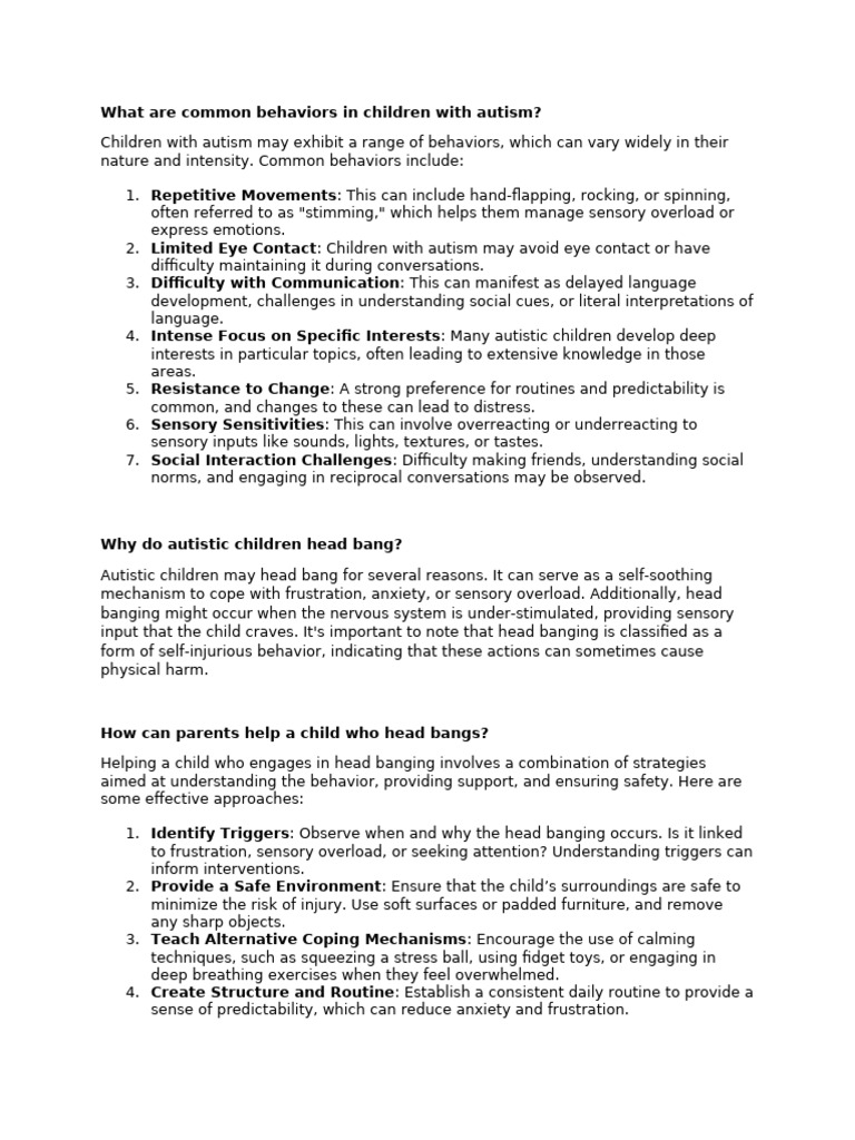 Common Autism Behaviors in Children | PDF | Autism | Perception