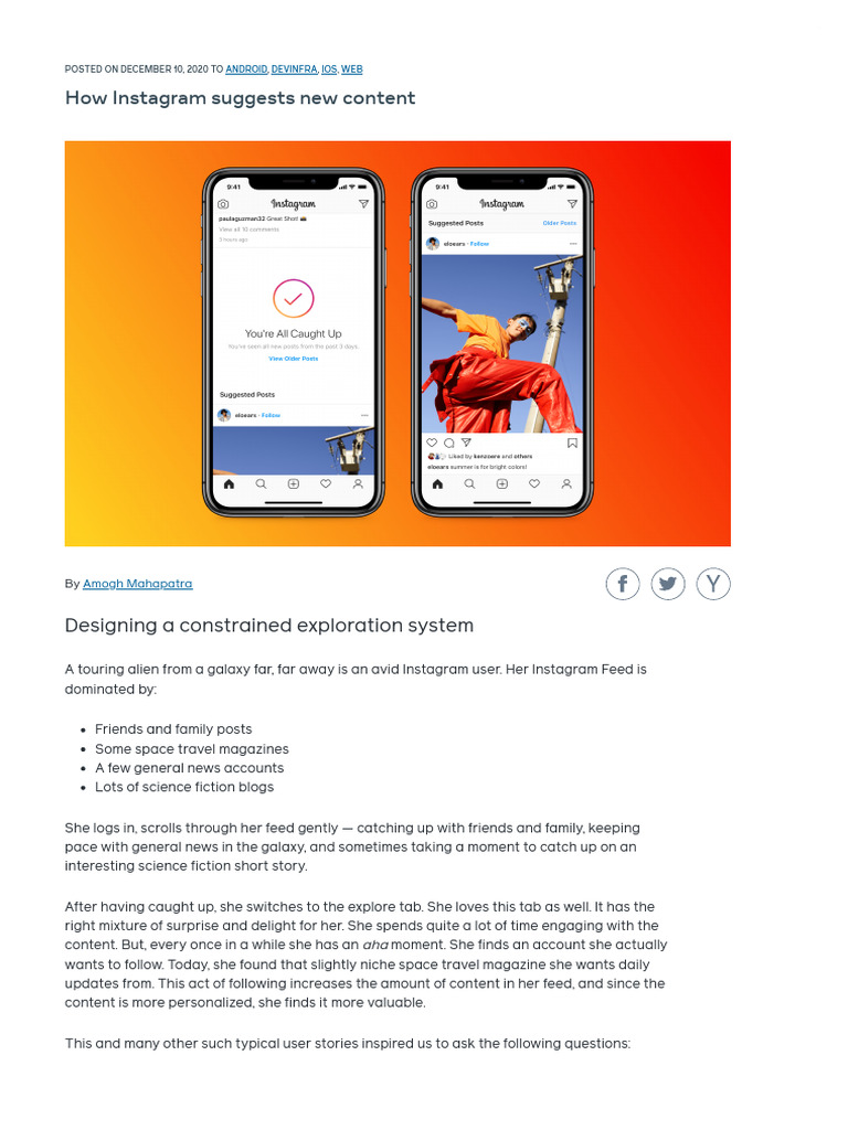 Instagram's Suggested Posts Algorithm | PDF | Applied Mathematics ...