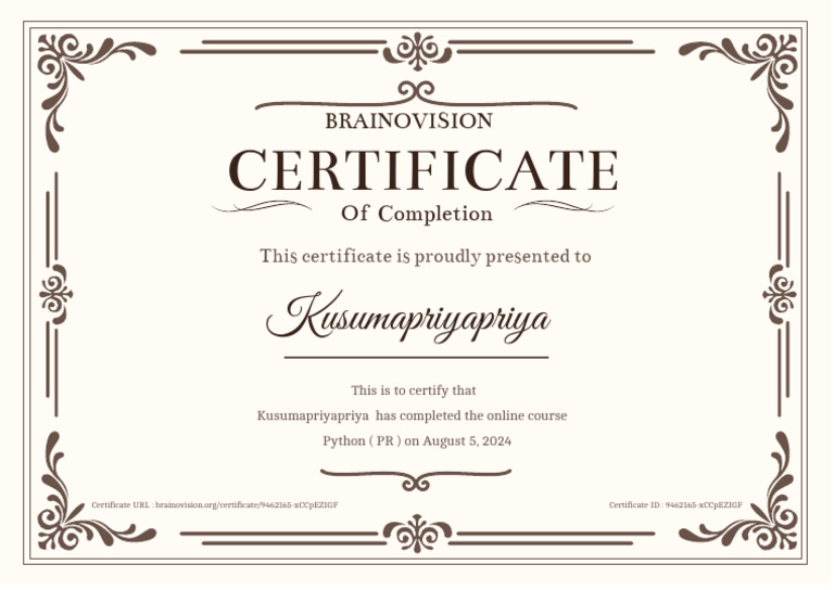Python Course Completion Certificate | PDF