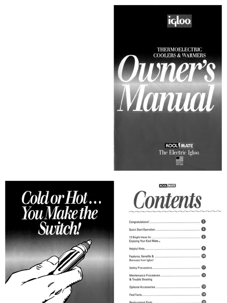 Igloo Kool Rider Cooler Thermo Electric Coolers Manual | PDF | Language ...