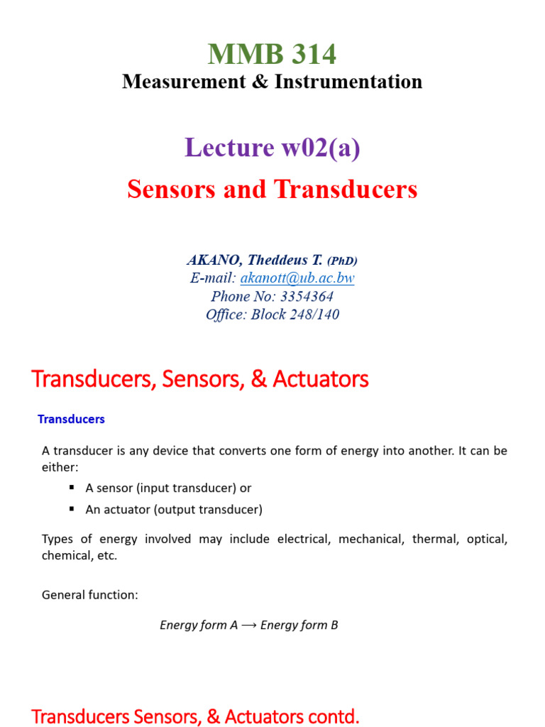 Understanding Sensors and Transducers | PDF | Sensor | Actuator