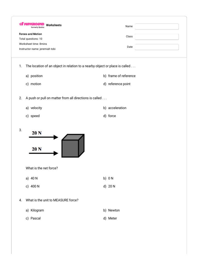 Quizizz - Forces and Motion | PDF