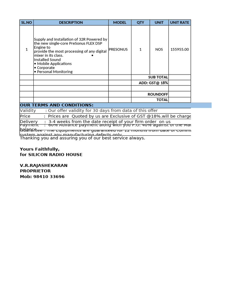 Silicon Radio House Quotation Summary | PDF