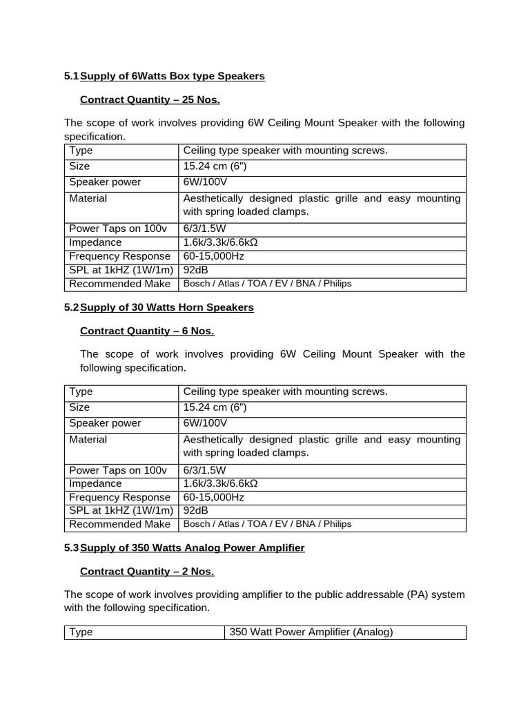 Supply of Audio Equipment and Accessories | PDF | Loudspeaker | Amplifier