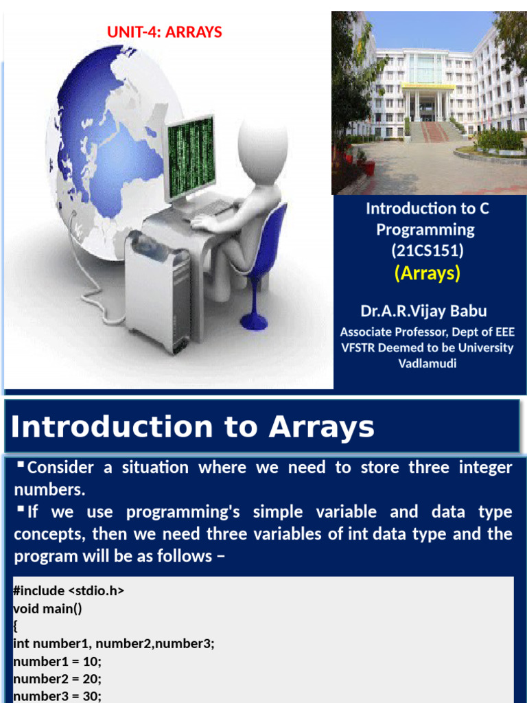 Introduction to Arrays in C Programming | PDF | Data Type | C ...