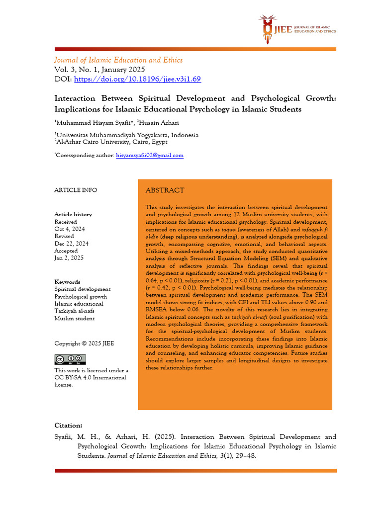 Journal of Islamic Education and Ethics | PDF | Psychology ...
