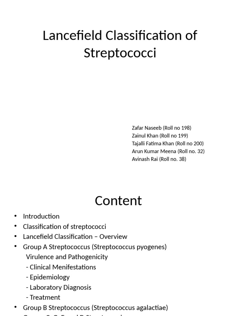 Lancefield Classification of Streptococci | PDF | Streptococcus ...