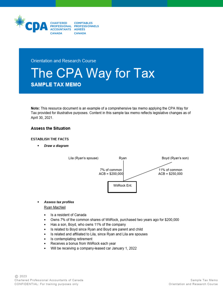 2023 ORC Sample Tax Memo | PDF | Pension | Taxes