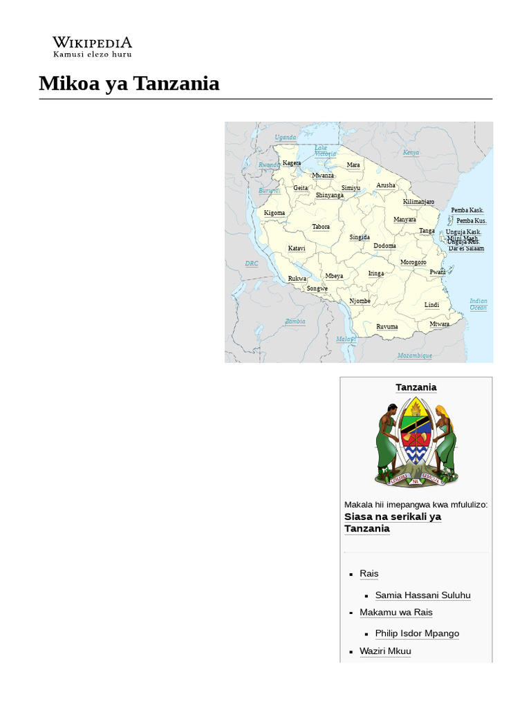 Mikoa Ya Tanzania | PDF