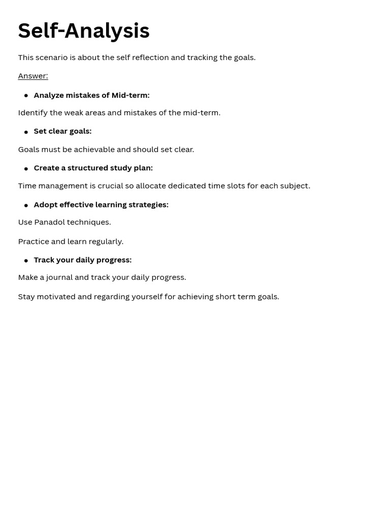 Effective Self-Analysis for Goal Tracking | PDF