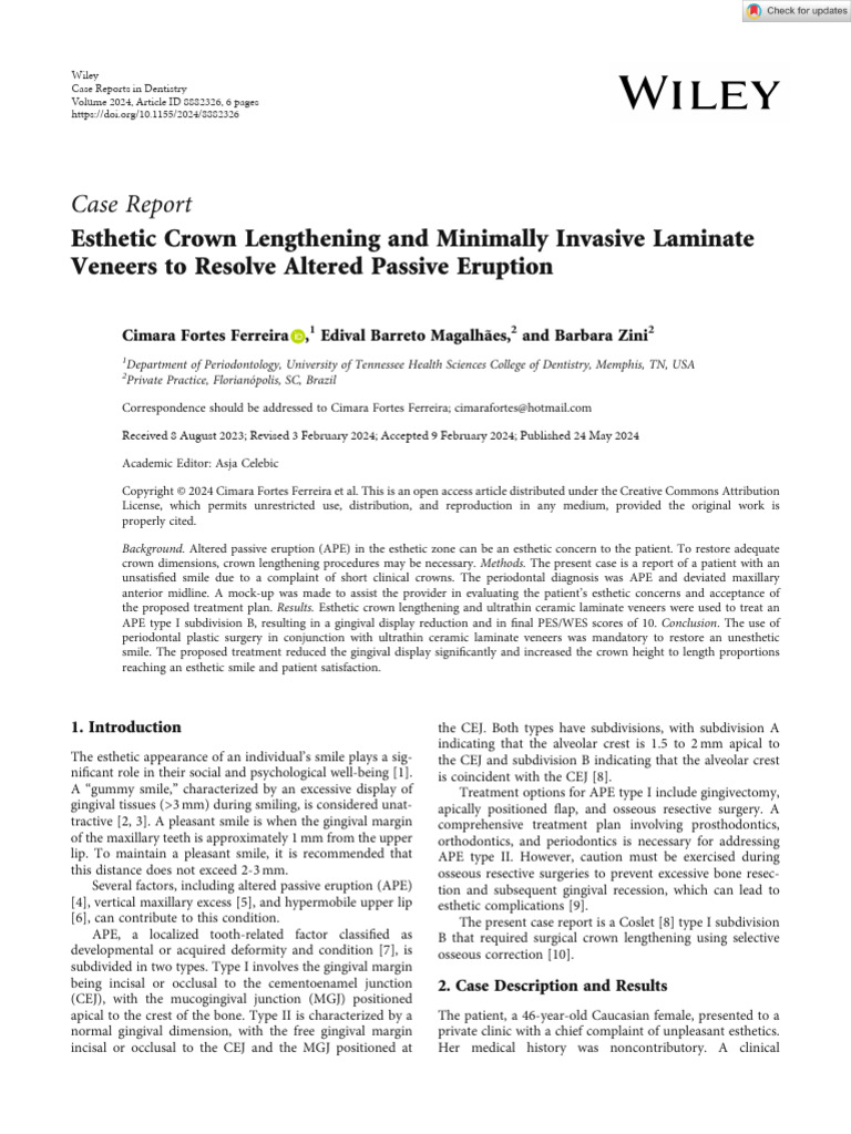 Case Reports in Dentistry - 2024 - Ferreira - Esthetic Crown ...