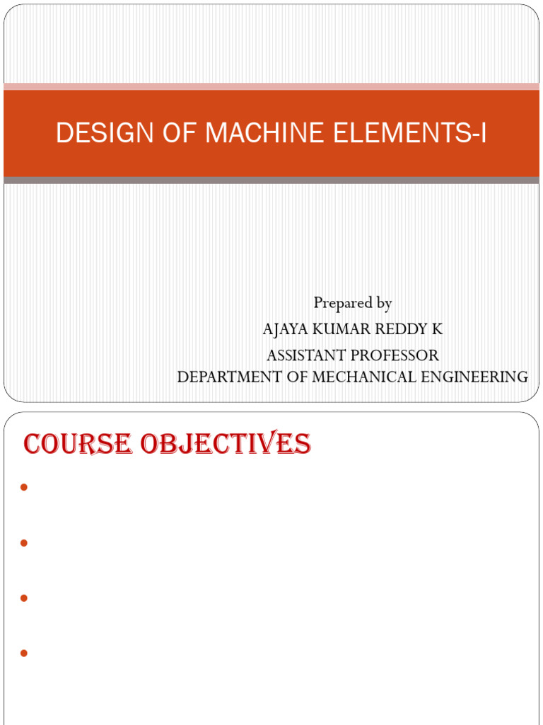 Machine Elements Design Course Guide | PDF | Fatigue (Material) | Mechanics
