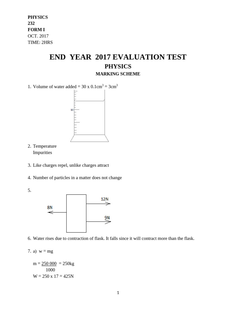 2017 Physics Evaluation Test Marking Scheme | PDF | Thermal Conduction ...
