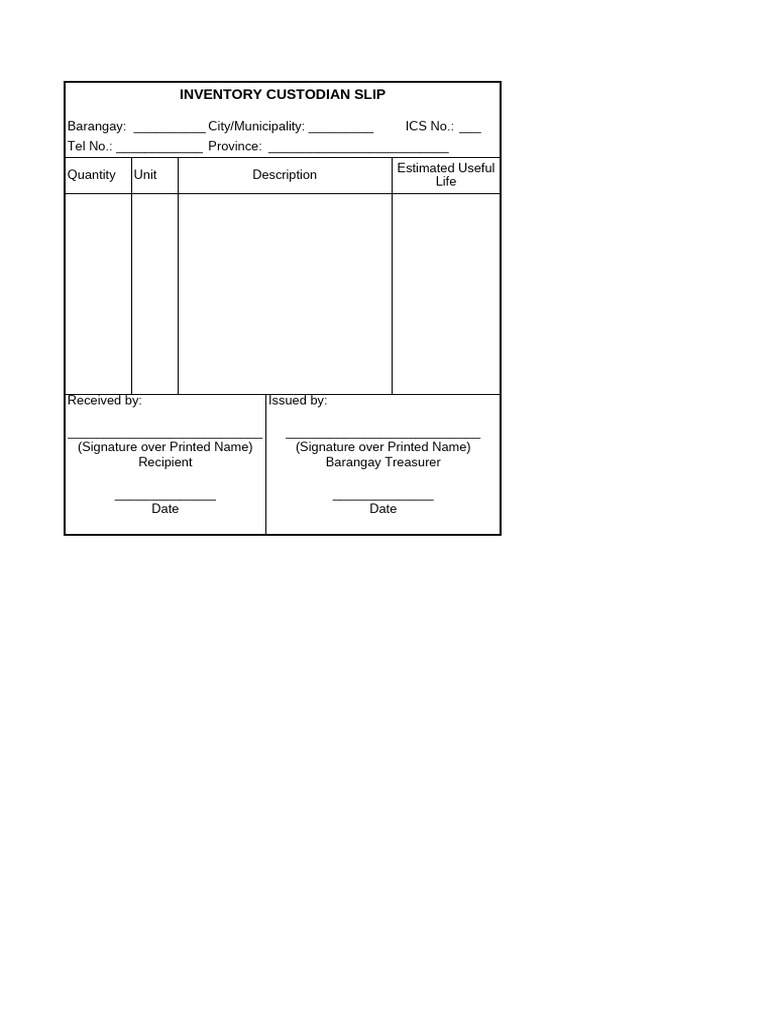 Annex 21 - Inventory Custodian Slip | PDF