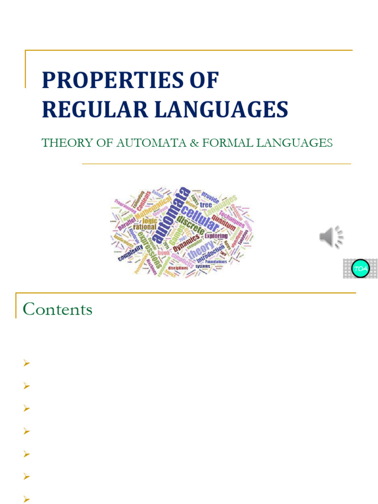 Properties of Regular Languages Explained | PDF | Grammar | Formal Methods