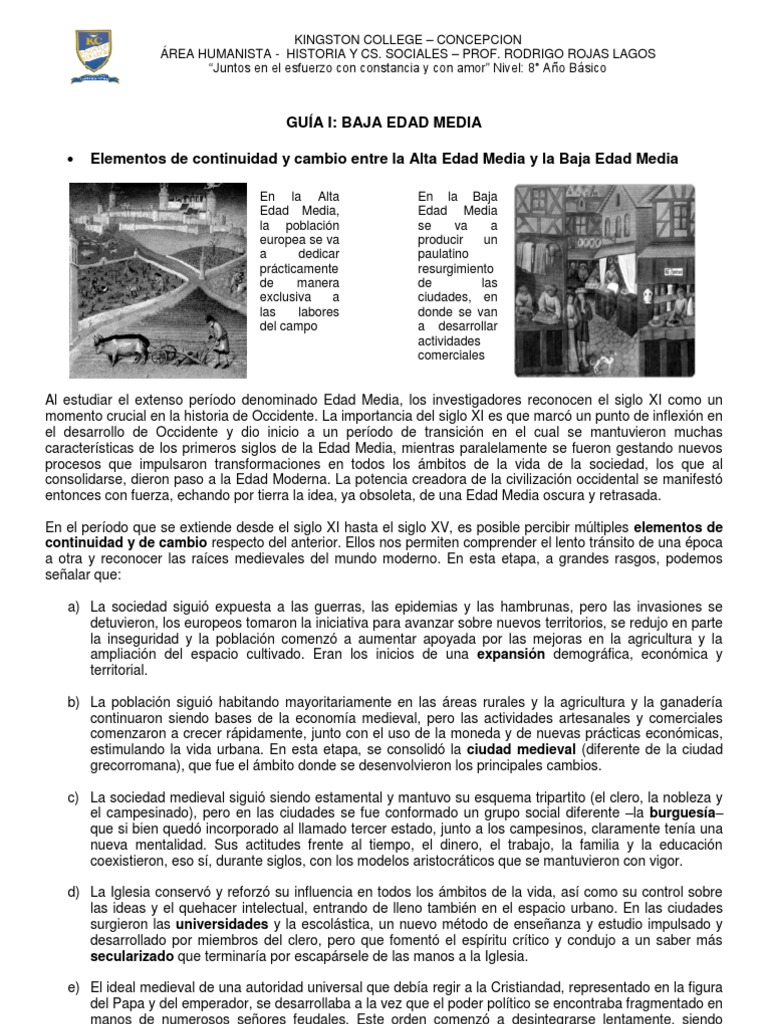 Guia 1 Baja Edad Media Ad y Cambio y Mejoras Agricolas | PDF | Edades ...