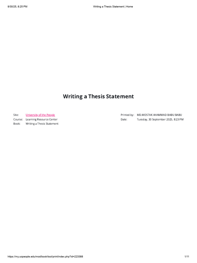 Writing A Thesis Statement - Home | PDF | Thesis | Thought