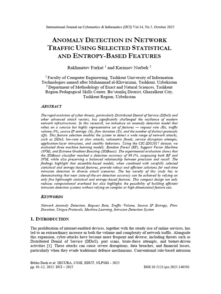 Anomaly Detection in Network Traffic | PDF | Support Vector Machine ...