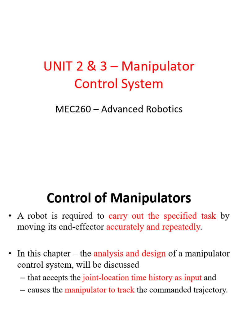 Manipulator Control System Overview | PDF | Control Theory ...