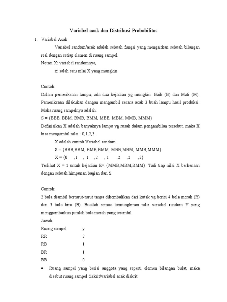 Variabel Acak Dan Distribusi Probabilitas Print