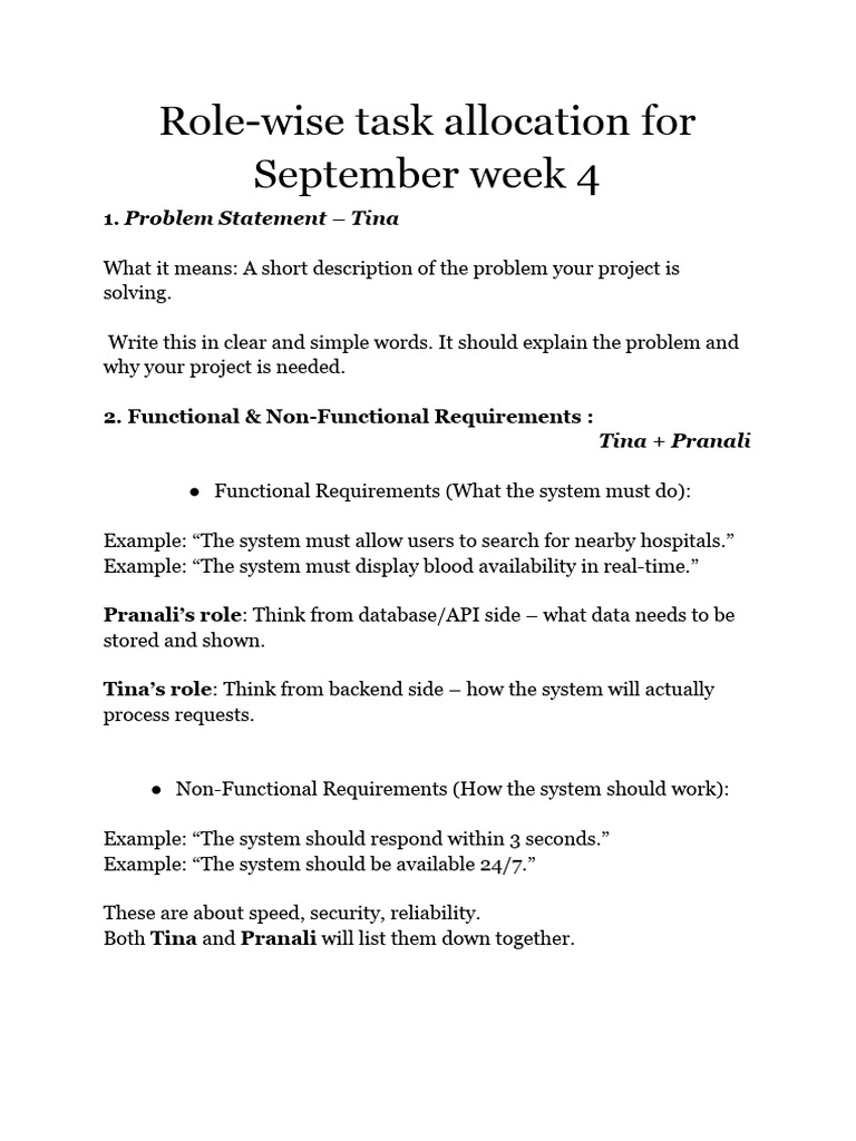 Task Allocation (Sept Week 4) | PDF | Databases | System