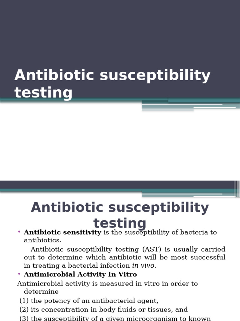 Antibiotic Susceptibility Testing Guide | PDF | Microbiology | Clinical ...