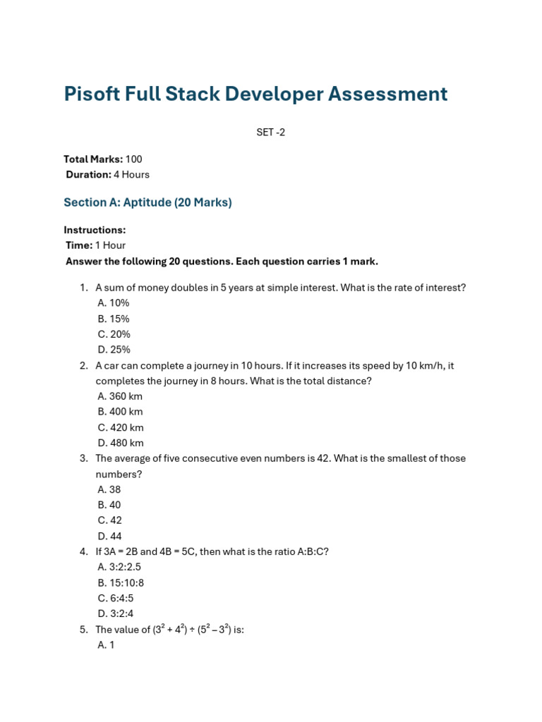 Full Stack Developer Assessment SET - 2 | PDF | Html | User (Computing)
