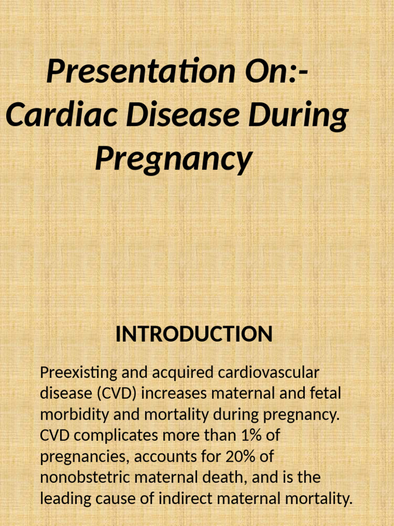 Cardiac Disease in Pregnancy Overview | PDF | Congenital Heart Defect ...