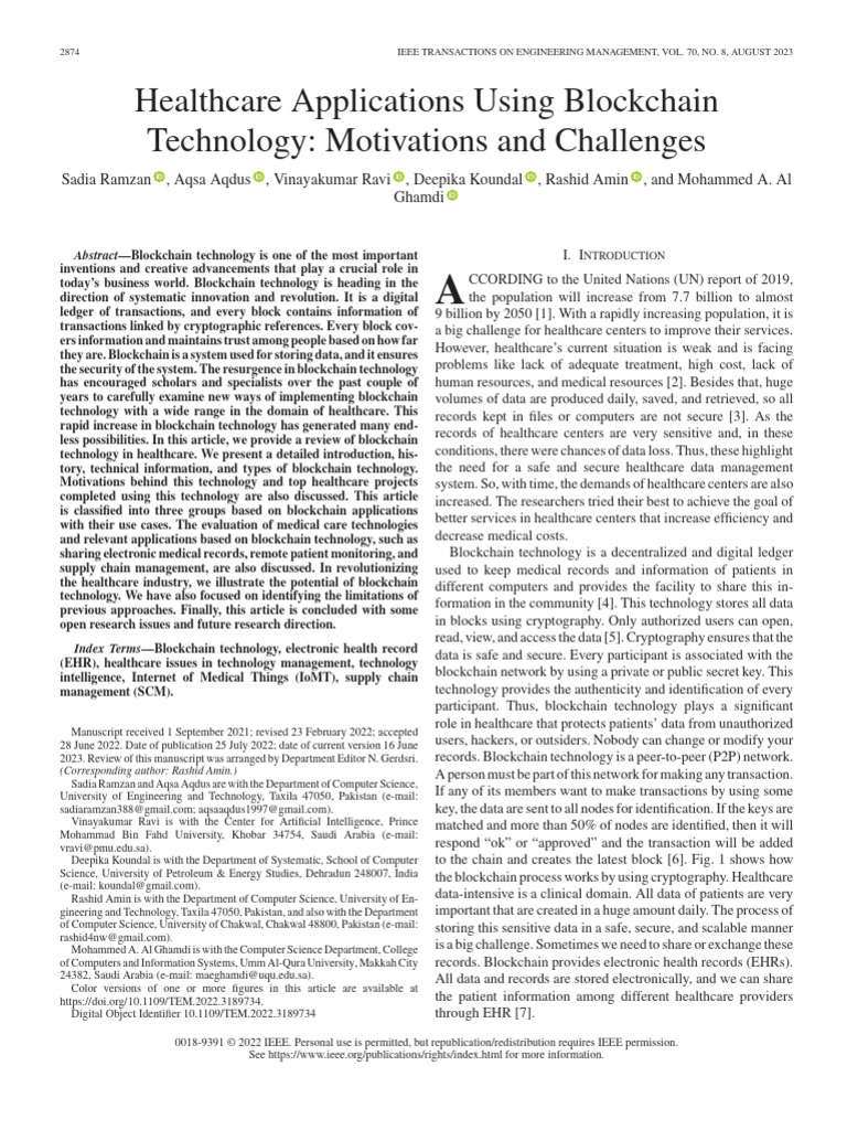 Blockchain in Healthcare: Benefits & Challenges | PDF | Electronic ...