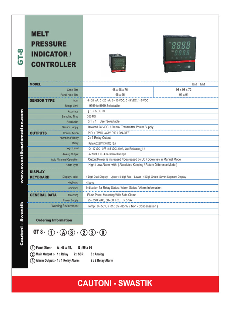 Melt Pressure Indicator Controller | PDF | Relay | Power Supply