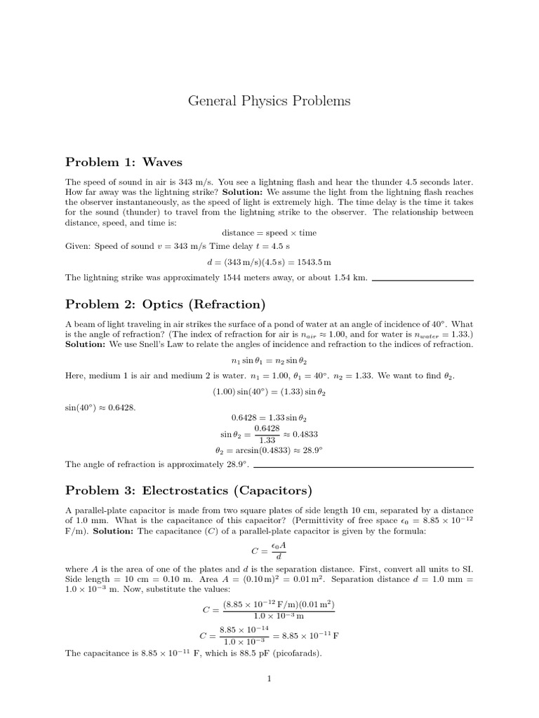 General Physics Problems 8 | PDF | Refraction | Capacitance