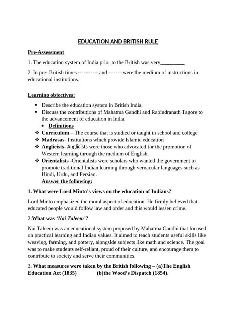 Education Under British Rule in India | PDF | British Raj | Learning
