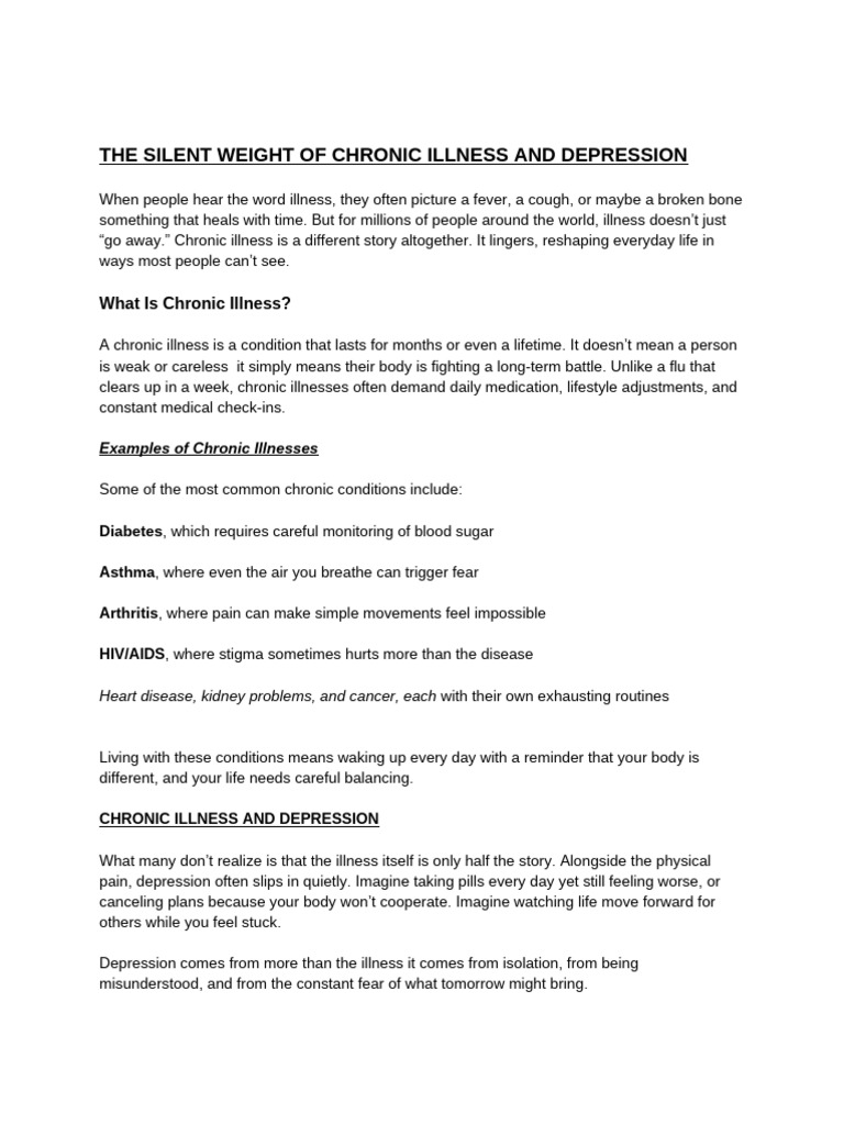 Chronic Illness and Depression Insights | PDF | Chronic Condition ...