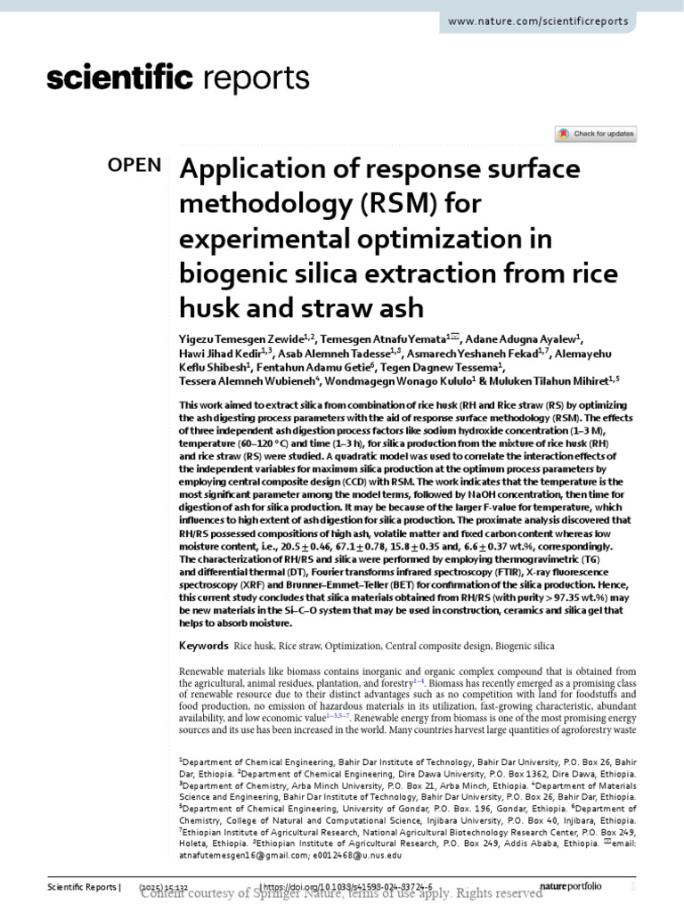 Application of Response Surface Methodology RSM Fo | PDF | Silicon ...