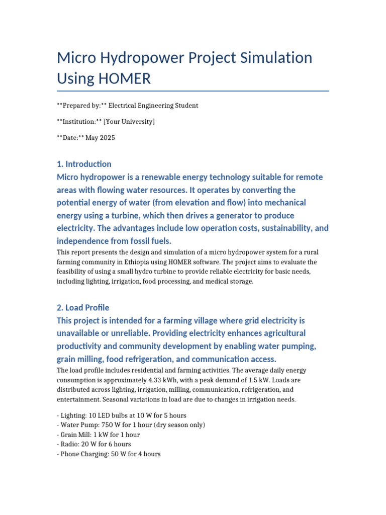 Micro Hydropower Simulation for Ethiopia | PDF | Hydroelectricity ...